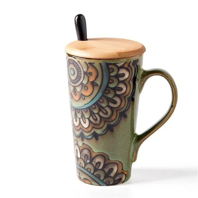 Nordic Style Large Ceramic Mug with Spoon and Lid – Creative & Personalized Coffee Cup