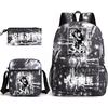 Large Capacity Schoolbag with Shoulder Strap; Student Three-piece Pencil Case Set
