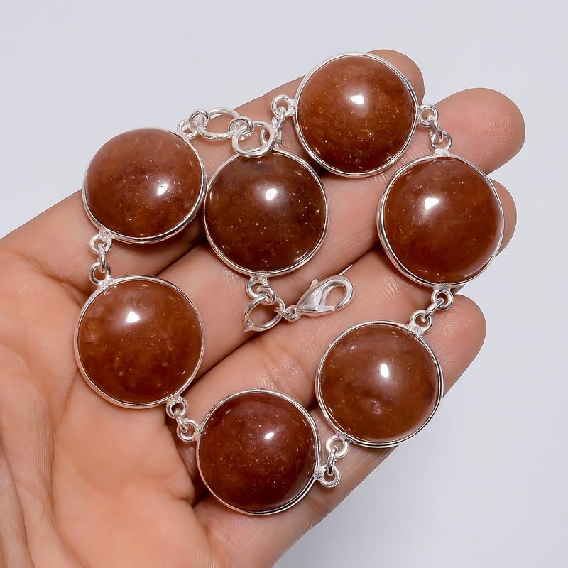 

Awesome Top Grade Qualite 100% Natural Zuby Quartz Round Shape Ethnic Style Handmade Jewelry 925 Steling Silver Plated Bracelet 9 WSJ-5234 9