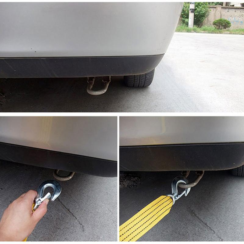 3T Car Towing Rope Strap with Hooks High Strength Polypropylene Steel for Emergency Trailer Trucks Emergency Towing Rope