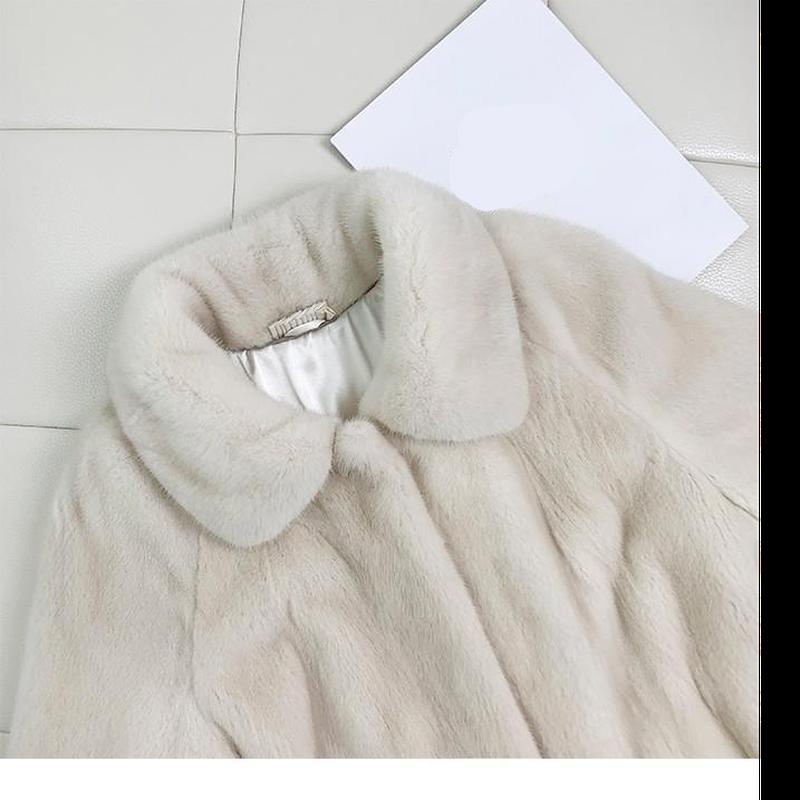 Damski jesienny i zimowy płaszcz ze sztucznego futra Długi płaszcz do kolan Jednolity kolor Top