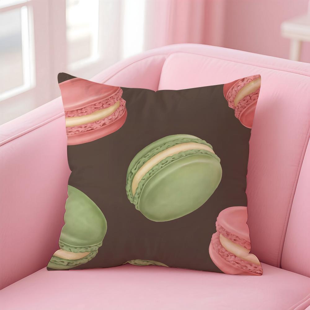 Sweet Macaron Girly Food Cushion Cover Pillowcase Short Plush Invisible Zipper Room Sofa Cushion Cover