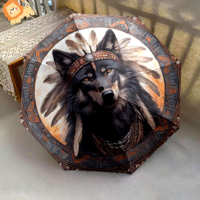 1 PC Automatic Folding Umbrella - Wolf Chief Pattern, Portable & Foldable Design with 8 Ribs, Christmas Birthday Gifts