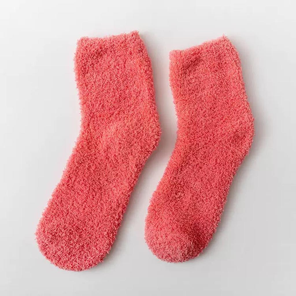 Ladies' Warm Plush Socks, Floor Socks, Candy Colored Medium Socks