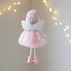 Cute Christmas Girl Pendant Tulle Dress Girl Hanging Ornament Shiny Golden Wings White Mesh Christmas Tree Decorations
