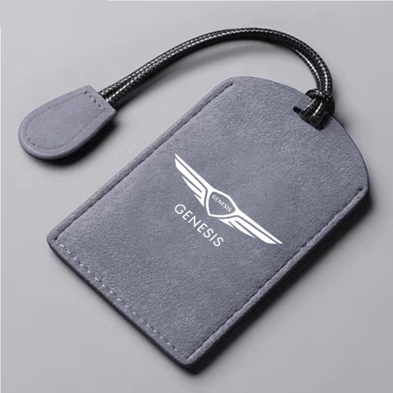 For Genesis GV60 Card 2023 G80 Pure Electric NFC Suede Leather Car Smart NFC Card Key Cover Case Protector Shell Fob Accessories