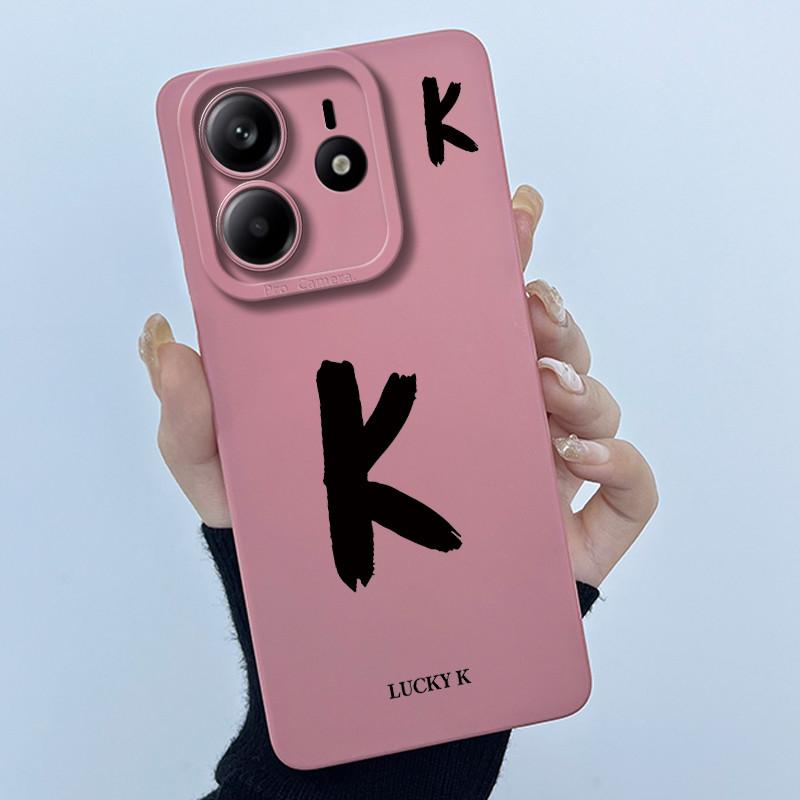 For Xiaomi Redmi Note 14 5G Cover Case Lucky Initial Letter Couple Silicone Soft Matte Phone Bumper for Redmi Note14 5G Casing