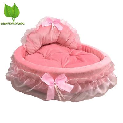 3D Fantasy Schleife Spitze Haustierbett für Hunde Romantisches abnehmbares ovales Prinzessinnen-Haustierbett Weiches Hundesofa Nest Haustierhochzeitsmöbel 1 Stück