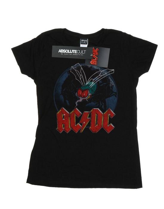 AC/DC Camiseta feminina de algodão Fly On The Wall Boyfriend Fit L preto