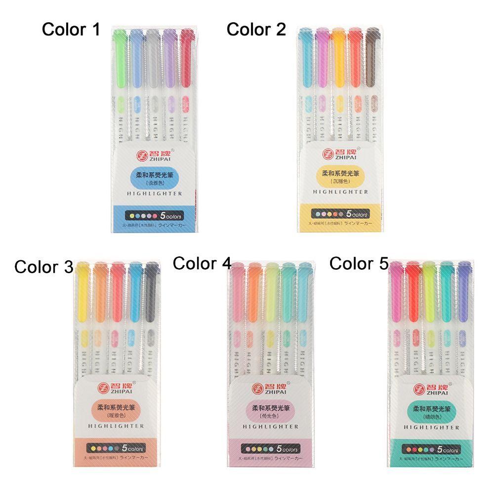 5/25pcs/set Double Headed Highlighter Pen Set Art Marker Student Stationery Fluorescent Pen Fluorescent Drawing Markers