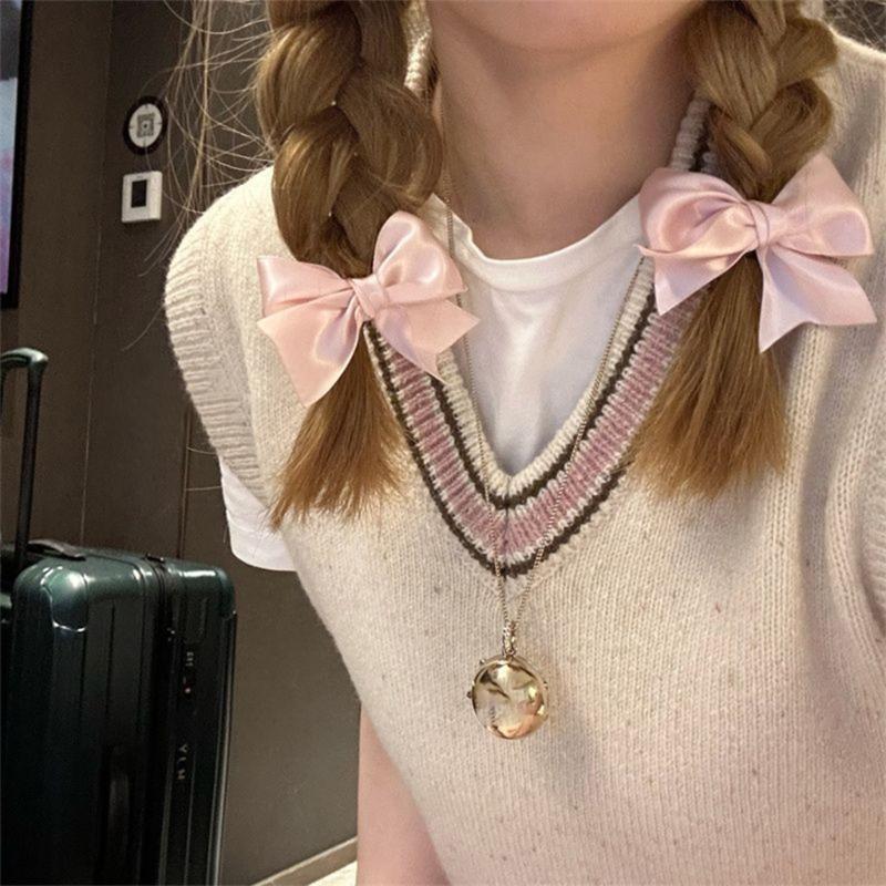 1pair Braids Mini Hair Clip for Hot Girls Ribbon Bowknot Shape Hair Barrettes Ponytail Hair Barrettes for Teens Girls