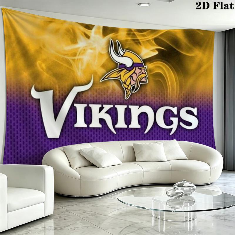 Minnesota Vikings Logo Wall Tapestry Aesthetic Wall Hanging Printed Fabric Blanket Decorative Tapestries for Bedroom Living Room Home Decor