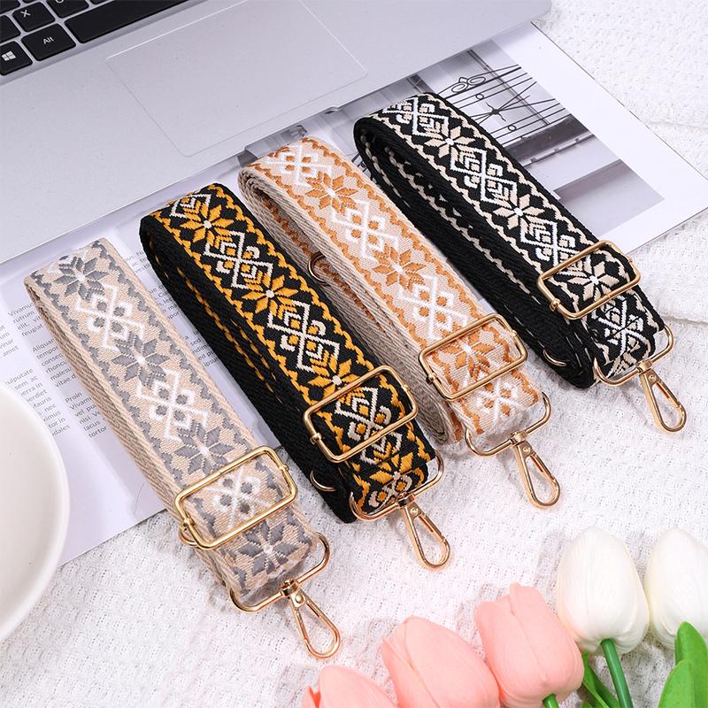 Adjustable Wide Bag Strap Crossbody Shoulder Bag Strap National Style Embroidery Diy Replacement Handles Bag Accessories