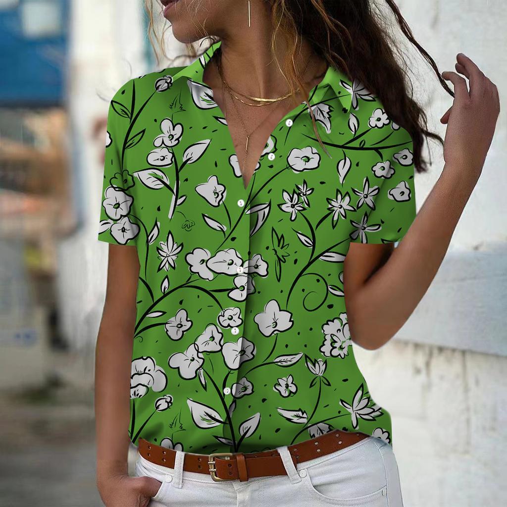 women's short sleeve shirt Summer Vintage Floral Print Tops blouses Ladies Shirts