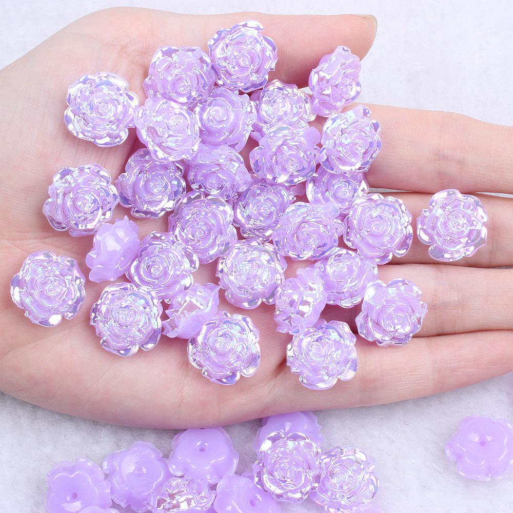 Solid Color Resin Rose Pearl Stickers for DIY Phone & Jewelry Accessories