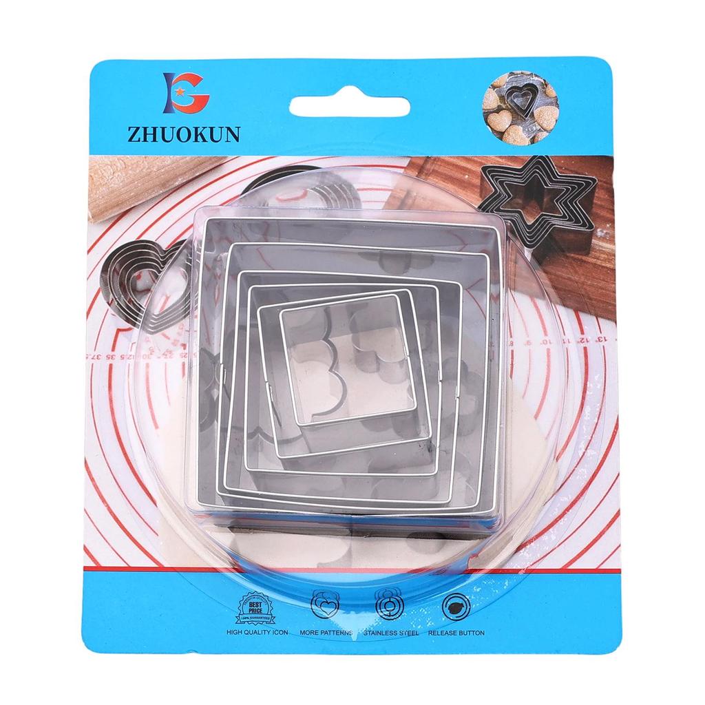 Stainless Steel Cookie & Fruit Cutter Set - Pentagram, Four-Pointed Star, Heart, Square, Rectangle Shapes