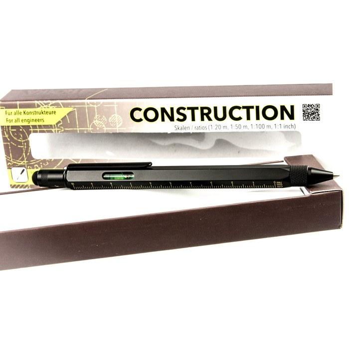 TROIKA Centi Multi-Function Pen with Ruler, Level, and Black/Gold Finish, 1 Count