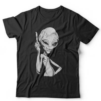 Alien T-Shirt Lustiger Mittelfinger UFO Unisex Retro Vintage Humor Neuheit Geschenk