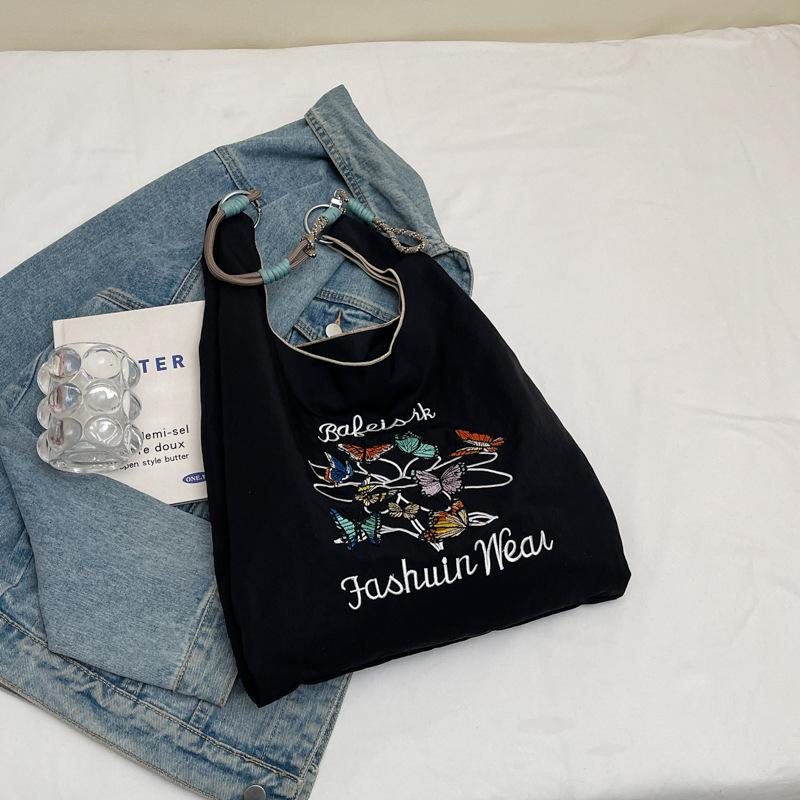 Embroidery Large-capacity New Versatile Personalized Large-capacity Tote Bag Women's Leisure Foreign Style To Work Commuting Shoulder Bag