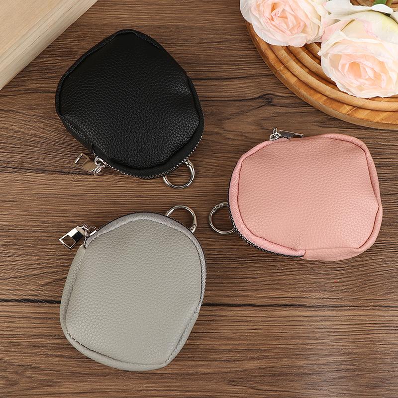 Keychain Wallet For Women Men Pu Leather Coin Purse Small Zipper Pouch Key Holder Rfid Blocking Portable Storage Bag