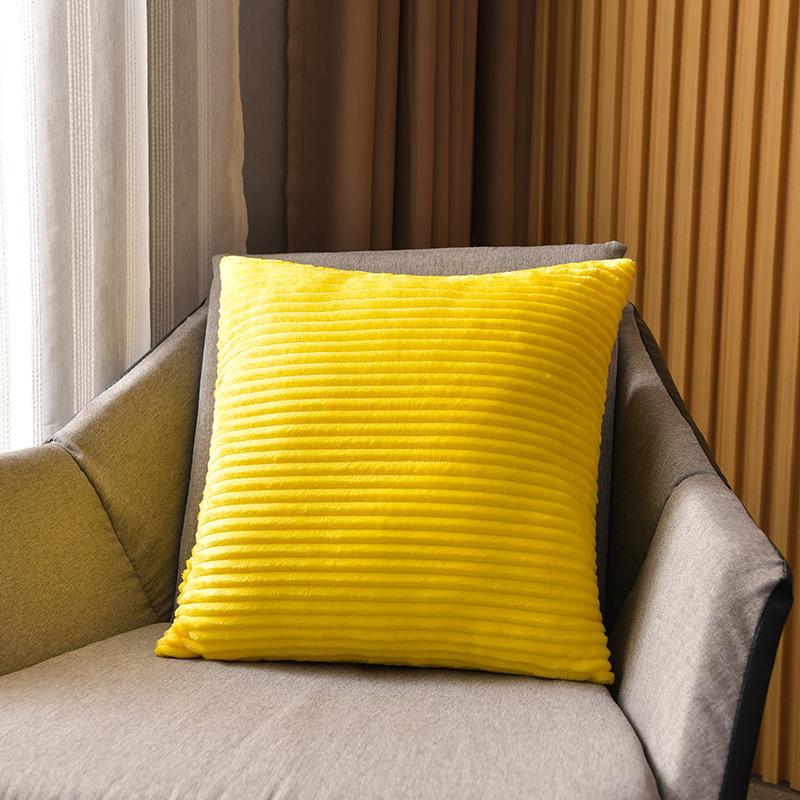 Soft Striped Home Decorative Throw Pillow Covers, Square Corduroy Cream Cushion Cases