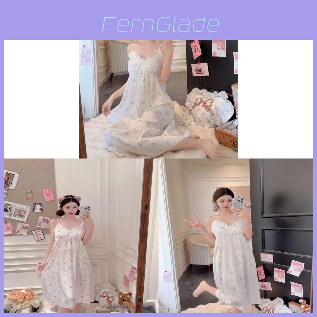 Girl Sleepwear Long Camisole Dress Ice Silk Breathable Summer Homewear For Teens