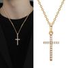European & American Rhinestone Cross Pendant Necklace - Exquisite Hip-Hop Clavicle Chain