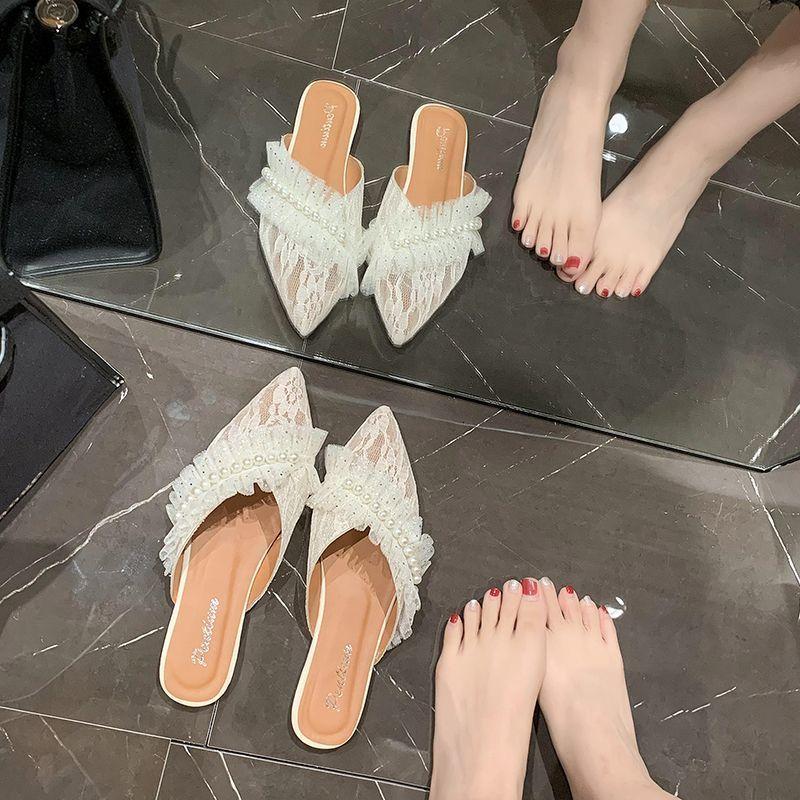 Half Slippers Female 2025 Autumn and Winter New Bag Head Shoes Half Tray French Fairy Wind Outside Wear Niche Flat Shoes