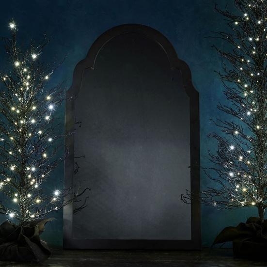 Halloween Hologram Ghost Mirror LED Light Up Spooky Ghost Mirror for Halloween Indoor Outdoor Haunted House Room Decor