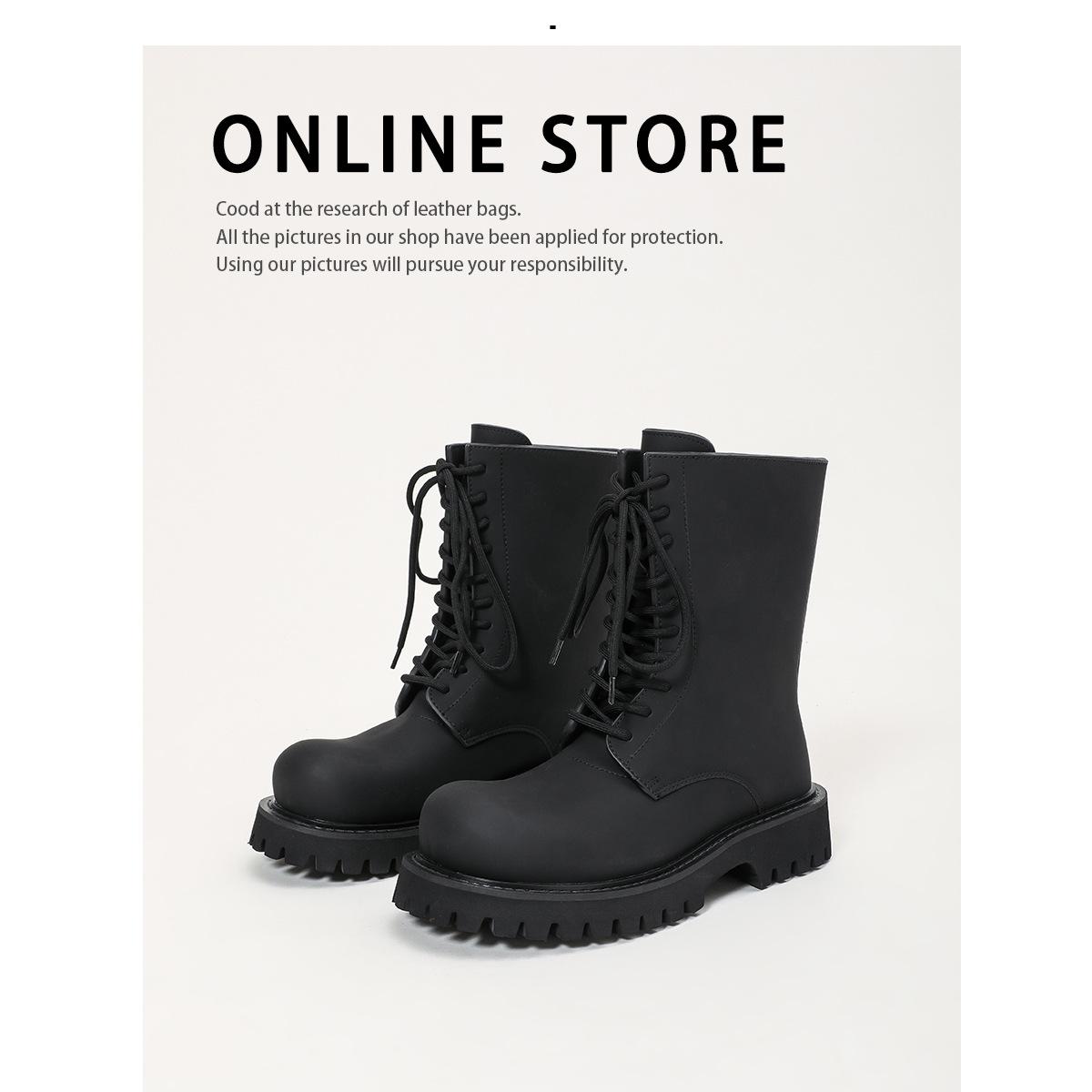 

Мужские взрывные ботинки-локомотивы Микки ботинки с большой головой кожаная платформа ремешок средняя высота Мартин ботинки британский стиль круглый носок короткие ботинки 45 чёрный