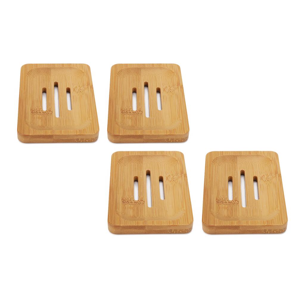 4 Pcs Bamboo Soap Dish Strong Water Resistance Sturdy Stylish Soap Holder for Home Bathroom Beauty Salon