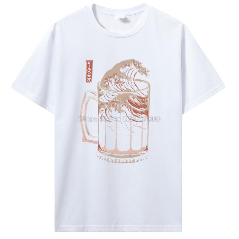 Die große Welle des Wochen-Craft-Bier-T-Shirts für Männer Betrunken Alkohol Trinken Vintage Baumwoll-T-Shirts Kurzarm-T-Shirt Lustige T-Shirts Oberteile
