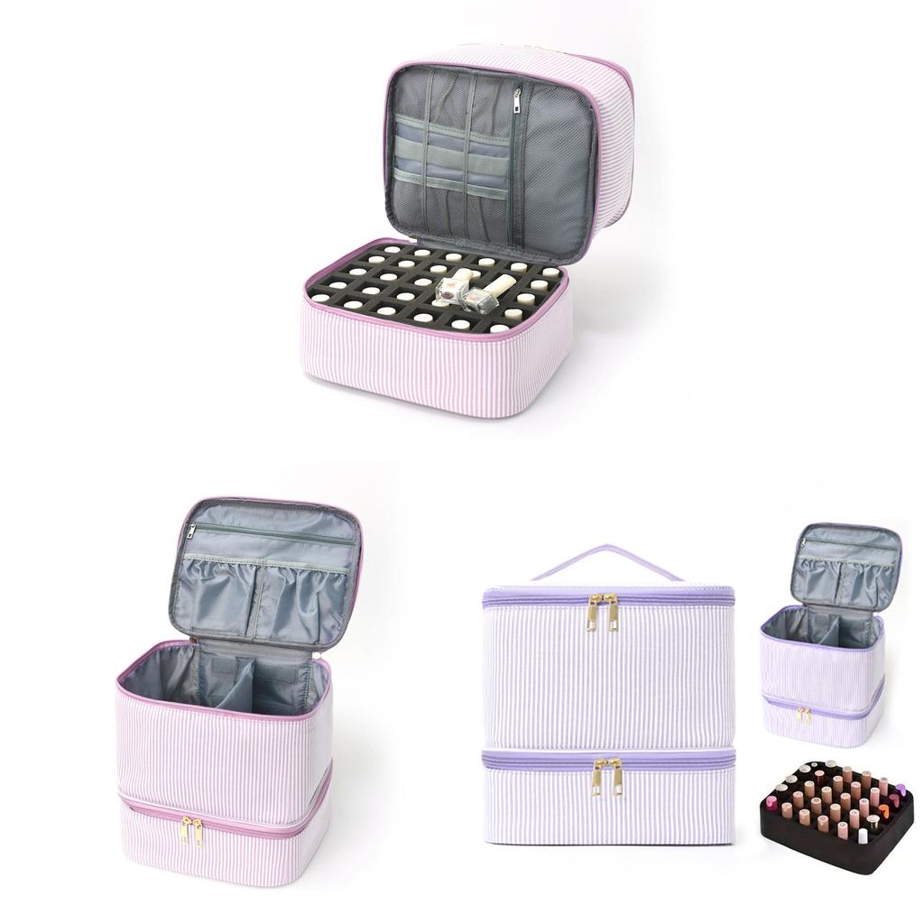 Modern Minimalist Double Layer Makeup Bag With Large Capacity For Travel And Bedroom Storage