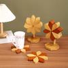 5PCS Windmill Design Stand Wooden  Decorative Anti Scald Heat Resistant Table Mat Coaster Wood Placemats Pot