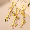Cute Enamel Flower Bee Keychain Handmade Beaded Key Ring Pendants for Women Girls Handbag Decor DIY Key Chain Jewelry Gifts