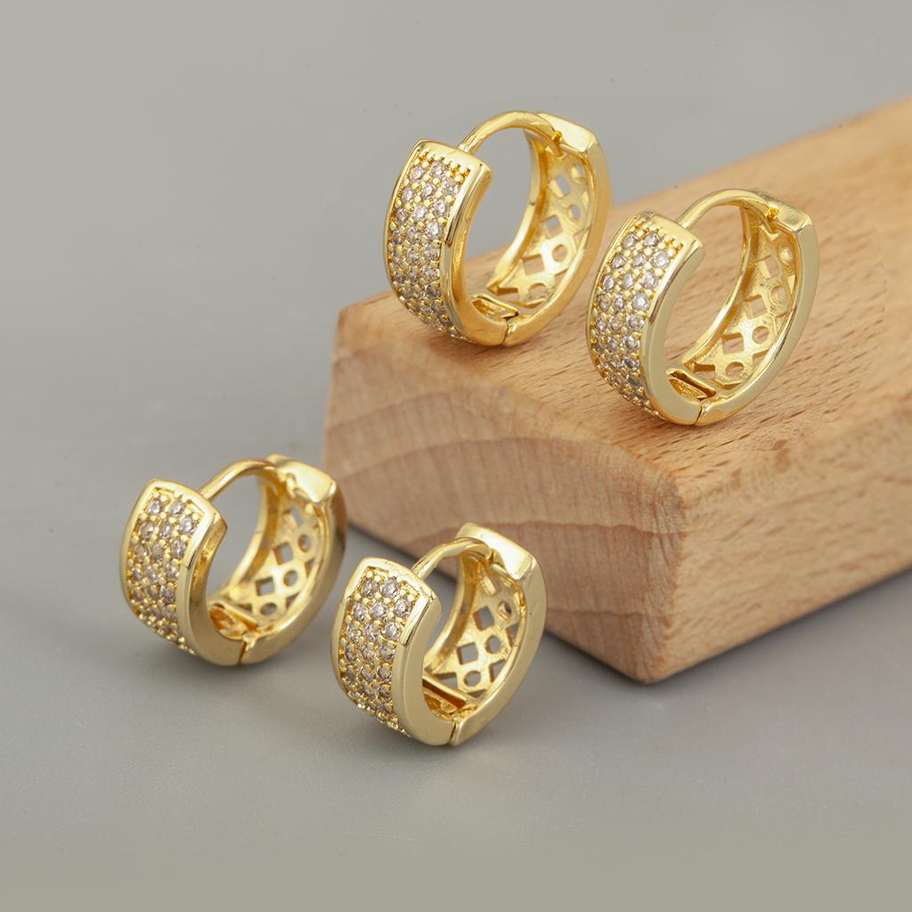 Nidin Hot Sale S/M/L Sizes Cubic Zirconia Geometry Circular Hoop Earrings For Women Female Trendy Temperament Ear Jewelry Gifts