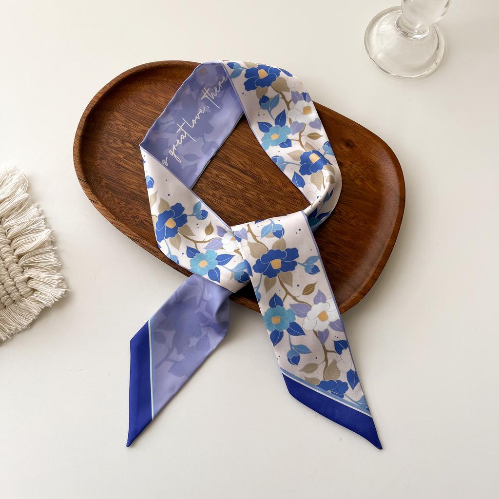 Europe Fashion New National Style Small Nroken Flower Women's Decorative Twill Binding Bag Handle Silk Scarf Ribbon Scarf