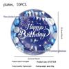 Blue & Silver Birthday Party Tableware Set - Includes Plates, Cups, Tablecloth