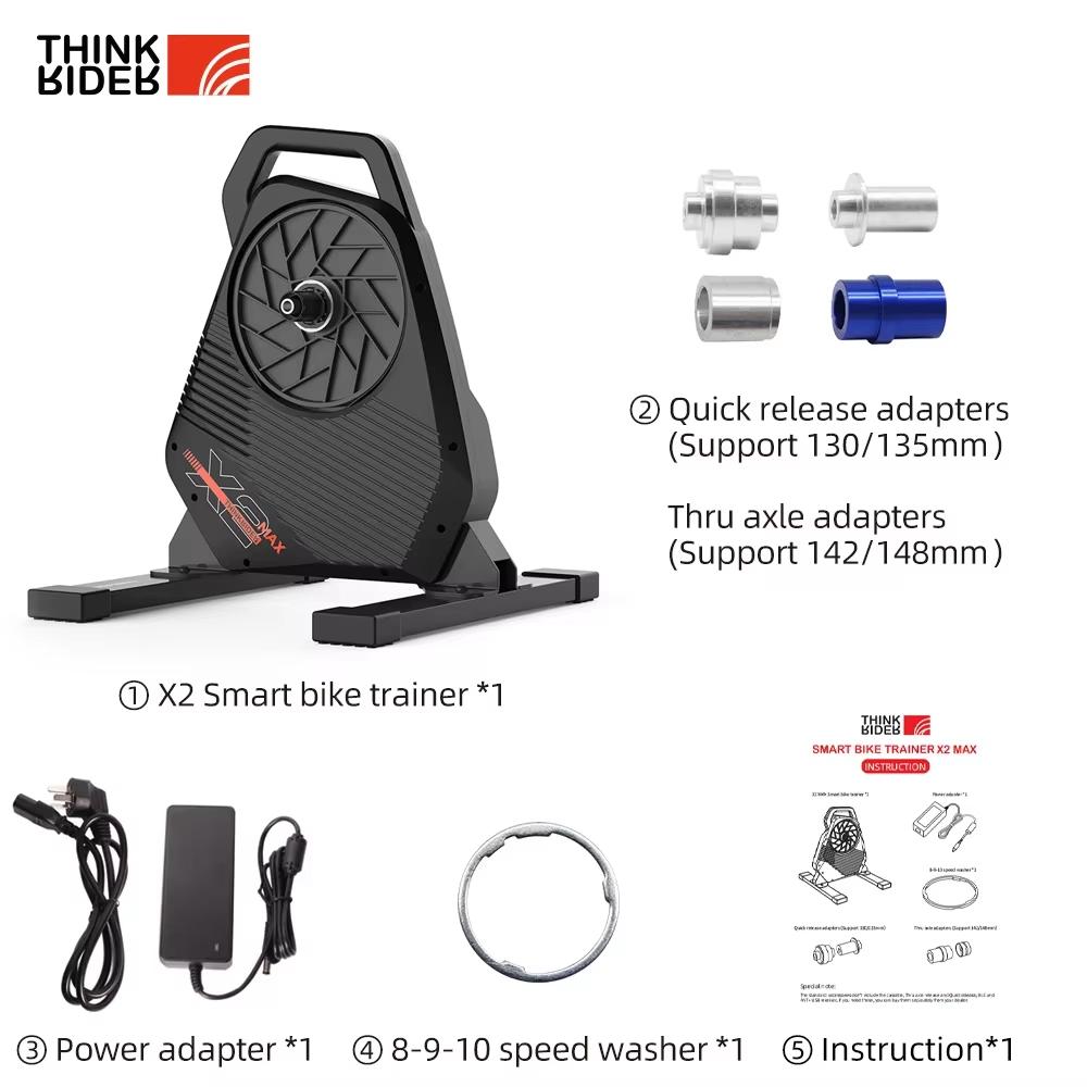 New ThinkRider X2Max Smart Bike Trainer MTB Road Bicycle Home Trainer Built-in Power Meter Power Meter Compatible