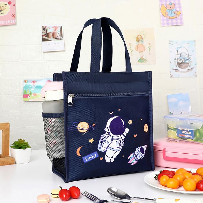 Childrens Cartoon Canvas Lunch Bag With Waterproof Handle For School And Travel