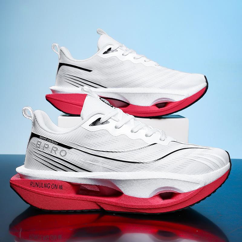 Red Rabbit Carbon Board Running Shoes Men's Popcorn Shock Absorbing Breathable Mesh High School Entrance Examination Racing Body Examination Shoes