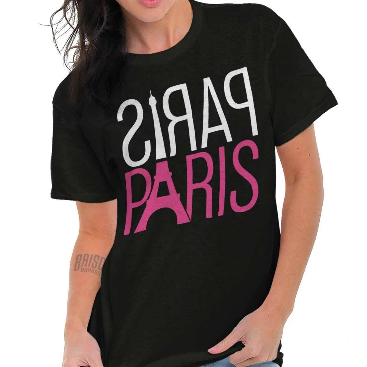 Paris City of Love Romantic Couple France Womens Short Sleeve Crew T Shirt XL
