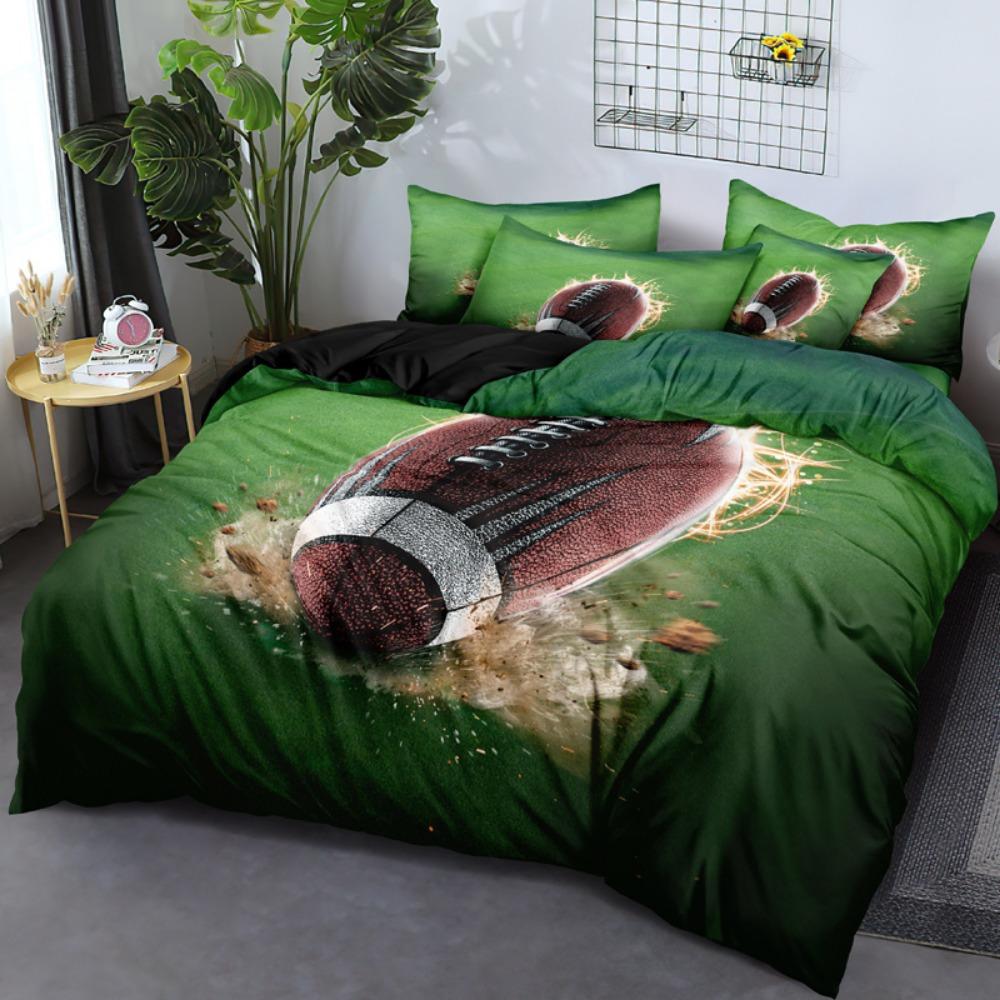 3pcs Bedding Set Rugby American Football 3D Printed Cozy Soft Duvet Cover King Queen Twin Size Birthday Gift Boys Bedroom Decor