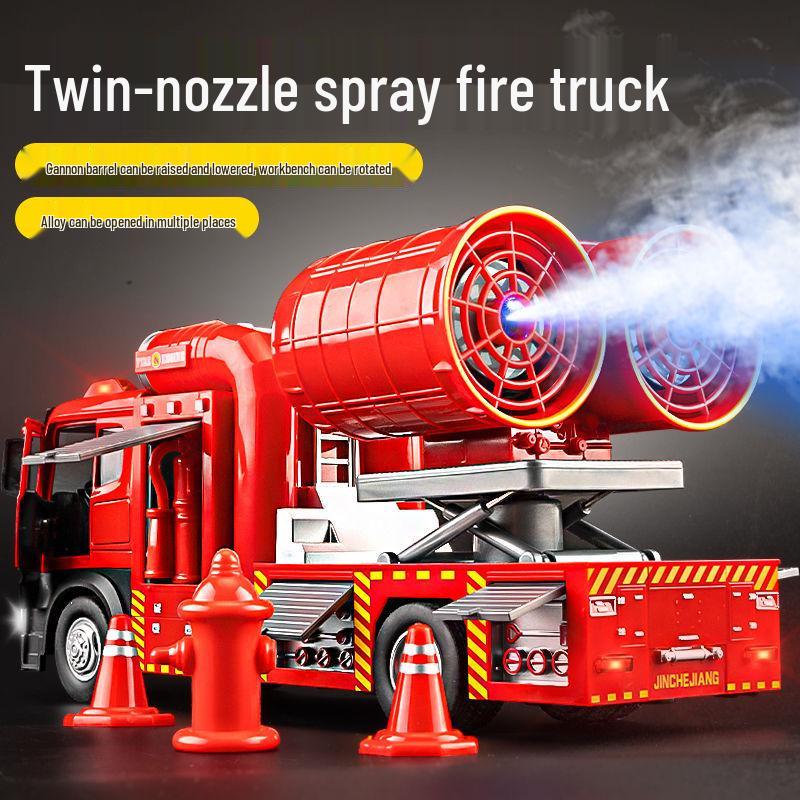 Extra Large Alloy Fire Truck Toy with Sprinkler for Kids