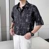 Men's Clothing Letter Printed Shirts Casual Turn-down Collar Summer New Short Sleeve Fashion Single-breasted Korean Loose Shirts