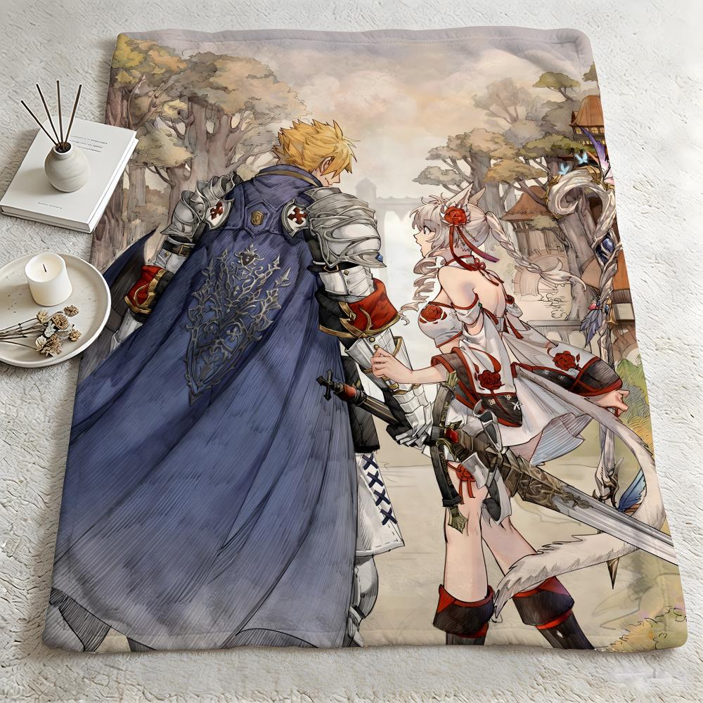 game G-Granblue Fantasy-y Throw Warm Soft Flannel Blanket, Multi-use for Sofa Bed Camping Travel Nap 75cmx90cm