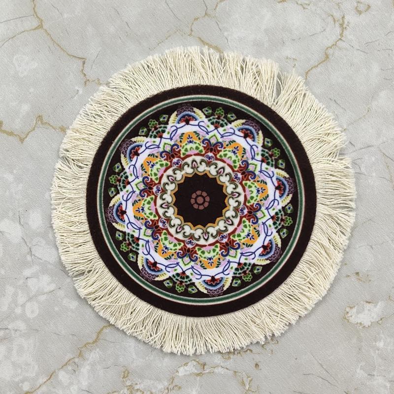 Tea Cup Pad Circular Mouse Wrist Guard Pad Dining Table Coffee Pad Retro Bowl Pad Patterned Design