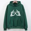Skull Hand Heart Print Unisex Hoodie Sweatshirt