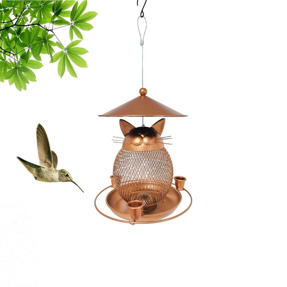 Cat-Shaped Parrot Feeding Station Squirrel-proof Bird Water Bowl Bird Feeder Garden