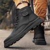 Fashion New Arrival Side Zipper for Men Motocross Boots Genuine Leather Walking High Top Shoes 2024 Stylish Men Winter Plush Snow Boots